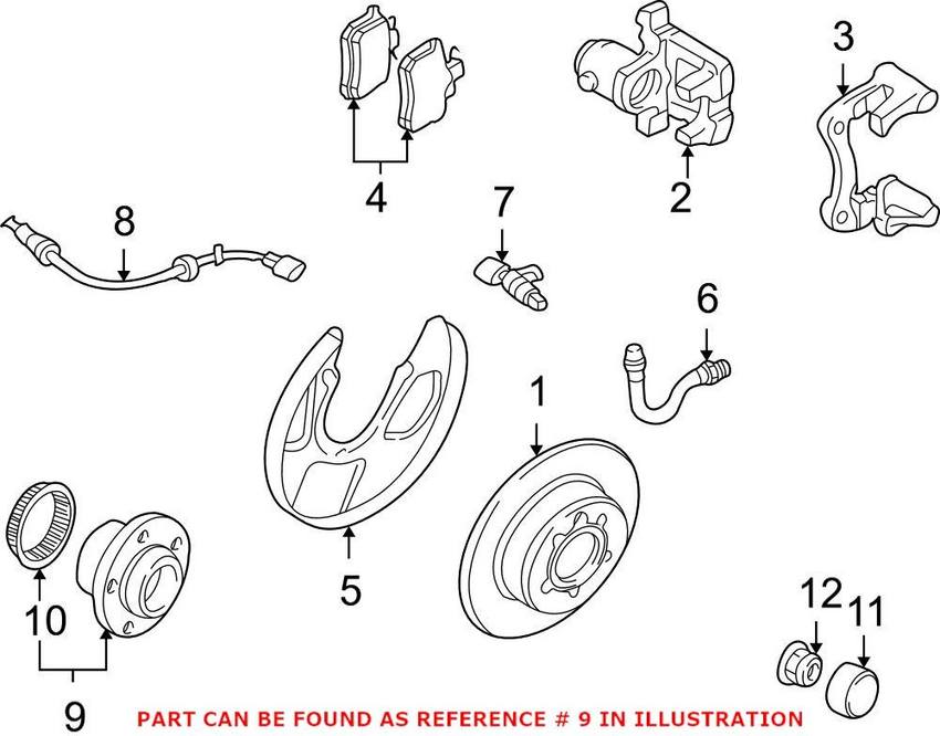 Audi VW Wheel Bearing and Hub Assembly - Rear 1J0598477